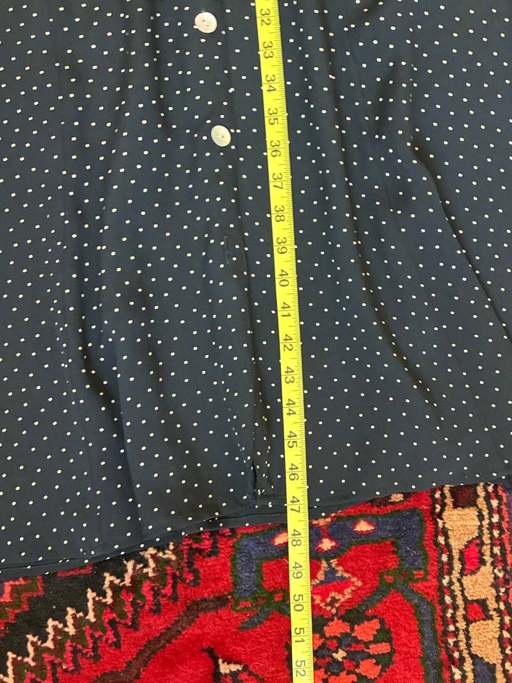Vintage 90s Jones&Co Navy Polka Dot Midi Dress with back tie - Picture 11 of 13